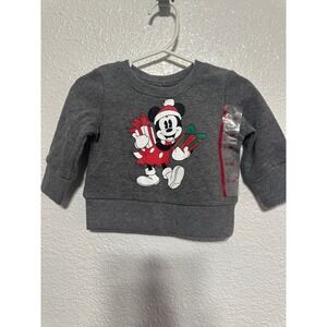 Disney Baby Mickey Mouse Christmas Gift Sweatshirt 3-6M Gray Long Sleeve